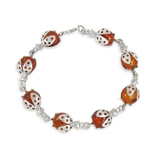 MachuSilver สร้อยข้อมือเงินแท้ 925 Sterling Silver ลายเต่าทองสีอำพัน (Amber) พร้อมถุงกำมะหยี่