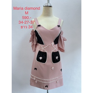 เดรสสั้น สายเดี่ยว ไหล่ตก สีชมพู ดำ MARIA DIAMOND SIZE M