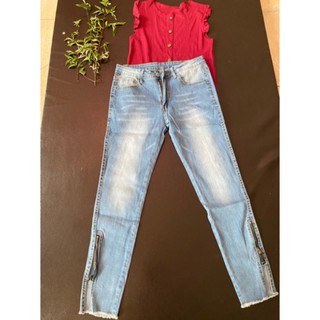 Demi Denim กางเกงยีนส์ผู้หญิง กางเกงขายาว ผ้ายืดได้