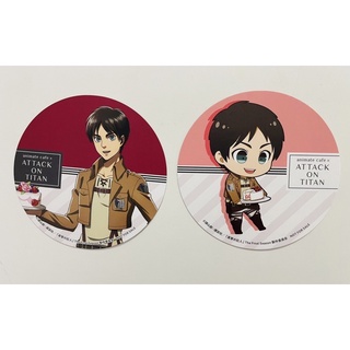 ✅ พร้อมส่ง แผ่นรองแก้ว ของแท้💯 Animate Cafe Attack on Attack 🌟 ลิมิเตด‼️ / Eren ❤️💛