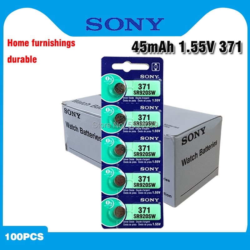 100pc Sony 100% Original AG6 371 SR920SW 920 1.55V Watch Battery CX69 S21 605 SR920SW 371 Button Coi
