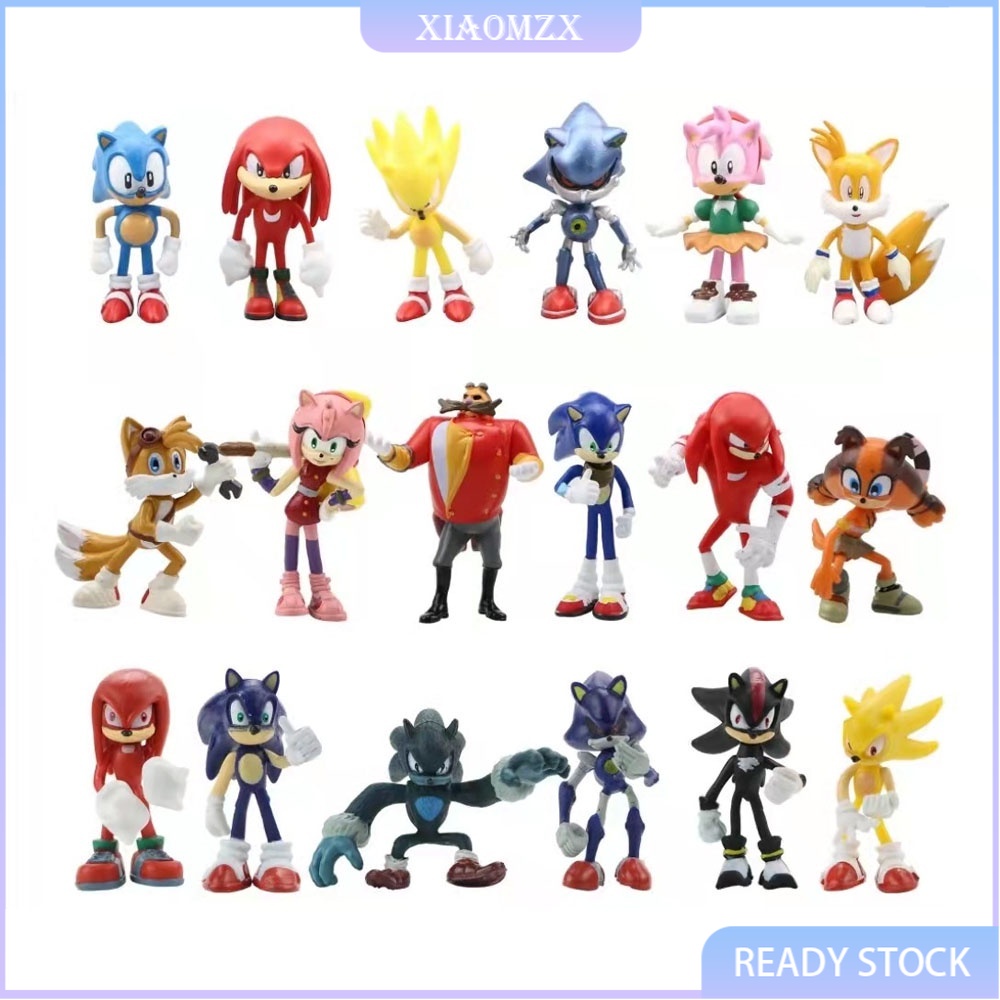 โมเดลตุ๊กตาฟิกเกอร์ Sonic The Hedgehog 1-3 Generation อัลตราโซนิก สําหรับตกแต่งเค้ก 6 ชิ้น ต่อชุด
