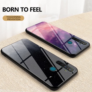 เคสโทรศัพท์กระจกเทมเปอร์สตาร์รี่สกายสำหรับ Realme5 Realme6 Realme5i Realme6i Realme5s Realme 5 i s 5s 5i 6 6i Pro 5pro 6pro RMX2040 RMX2030 RMX1911 RMX2001 RMX2032 ฝาหลังแบบแข็งกันกระแทก, ปลอกสีสันสดใสป้องกันรอยขีดข่วน, เคสมือถือลายพระจันทร์และดาวสวยๆ