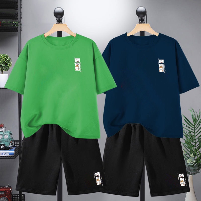 💕 ชุดเช็ตเสื้อยืดเเละกางเกงขาสั้นลายน่ารักสุดๆ 💕 ใส่ได้ทั้งเด็กชาย-เด็กหญิง 👩‍🦰🧑 H-613-UL613