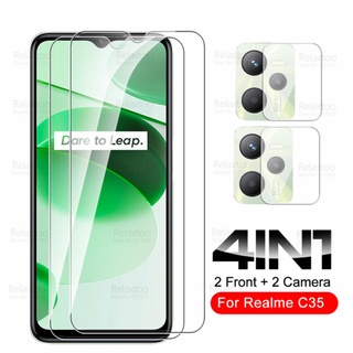 Blknaim 4IN1 กระจกนิรภัย สําหรับ OPPO Realme C35 ป้องกันหน้าจอ เลนส์กล้อง ฟิล์มกระจกนิรภัย