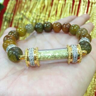 ข้อมือตะกรุดสาริกา หินเกล็ดมังกร