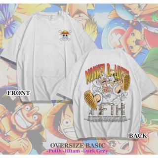 เสื้อยืดผ้าฝ้าย เสื้อยืด พิมพ์ลายอนิเมะ One Piece Luffy Gear 5 ขนาดใหญ่