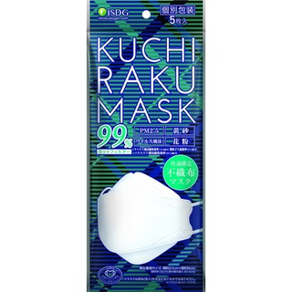 หน้ากากาอนามัยญี่ปุ่น KUCHI RAKU MASK KF94 , 5 ชิ้น ป้องกันไวรัสแบคทีเรีย ฝุ่นPM 2.5 สีขาว