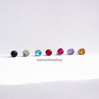 ZIRCON EARRINGS ต่างหูเสริมดวง เพทาย ประจำราศีเกิด ขนาด 6 มม. silver925 by siamonlineshop