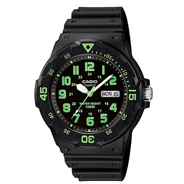 CASIO นาฬิกาข้อมือผู้ชาย สายเรซิ่น สีดำ รุ่น MRW-200H,MRW-200H-3B,MRW-200H-3BVDF