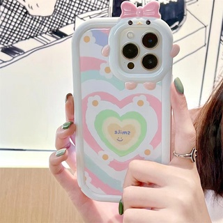 เคสโทรศัพท์มือถือ TPU กันกระแทกสี่มุม ลายหัวใจ สีรุ้ง สําหรับ iPhone 14 14pro 14max 14prm 13 13pro 13prm 11 6splus 7Plus 8Plus Xr XS 13 12 Pro Max