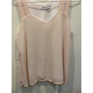 เสื้อแขนกุด สีโอโรส ใส่ทำงาน