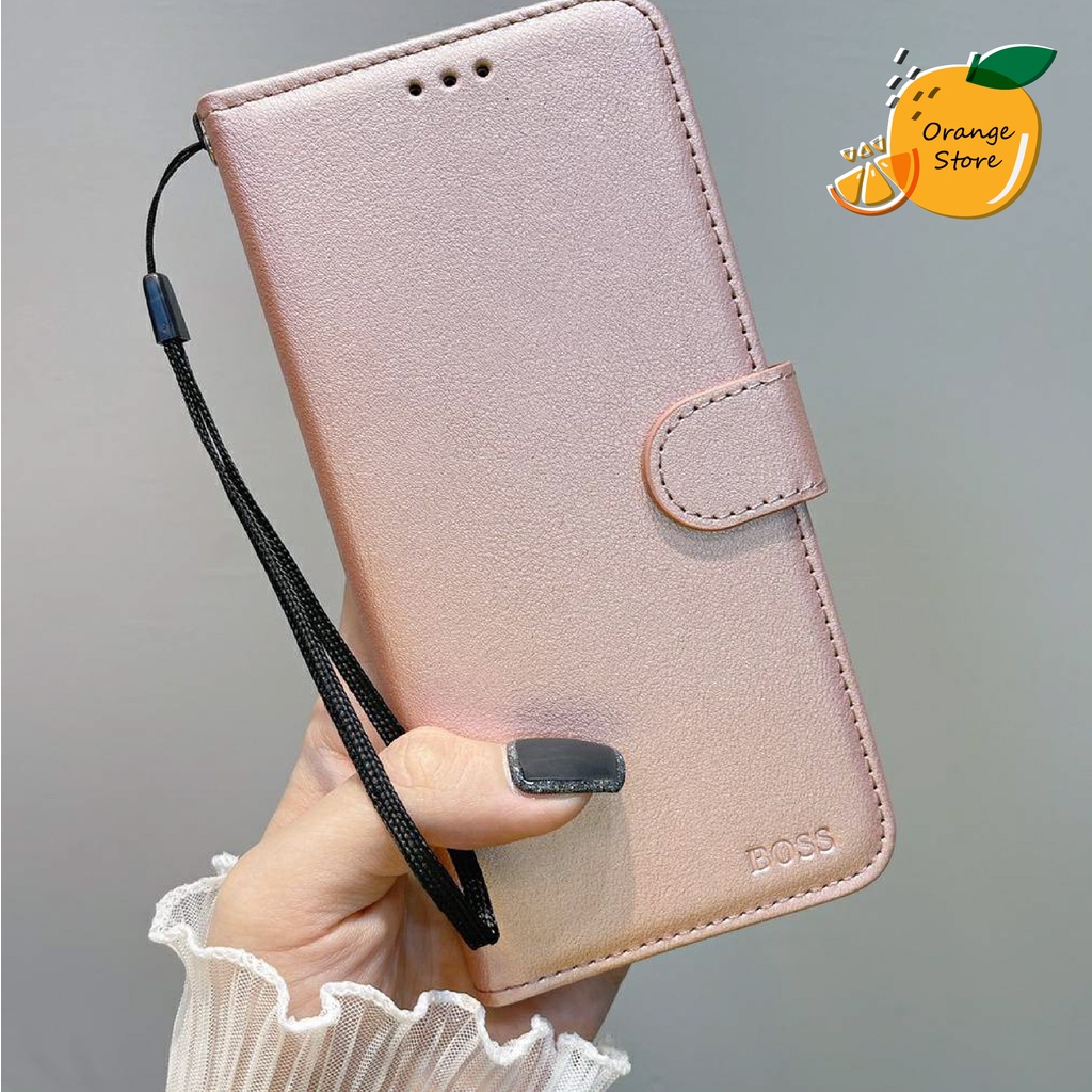 (พร้อมส่งจากไทย) เคส Oppo เคสฝาพับ Boss มีสายคล้องมือ Oppo Reno6(5G) Reno6z(5G) A15 Reno2f Reno5(5g) A3s A59 A57 A39 F11