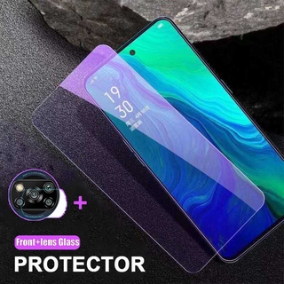 2 in 1 ฟิล์มกระจกนิรภัยกันรอยหน้าจอ กันแสงสีฟ้า สําหรับ Xiaomi Poco X3 Pro F3 Xiaomi Poco X3 NFC Redmi Note 9s 9 8 7 Poco F2 Pro Max 9C 9A 8A 7A Pocophone F1 Xiomi Poco X3