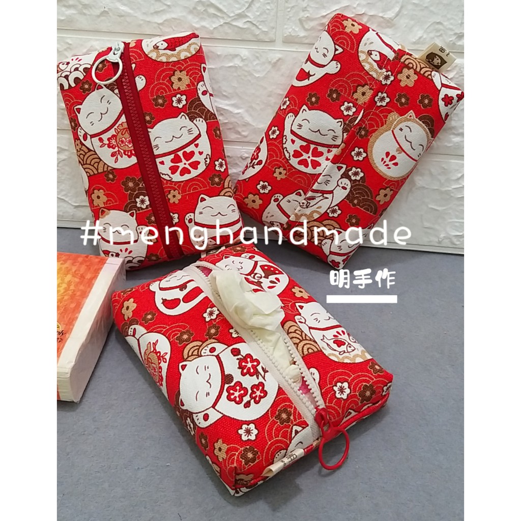Zakka Handmade Tissue Cover รูปแบบใหม่ Lucky Cat