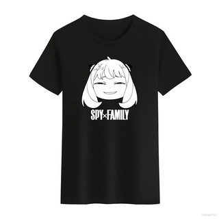 เสื้อยืดโอเวอร์ไซส์เสื้อยืดคอกลม พิมพ์ลาย Sam Spy x Family Anya Smug Essential สีดํา สีขาว สําหรับผู้ชาย และผู้หญิงS-3XL