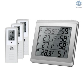 M^S Ready Stock LCD Digital Wireless Indoor/Outdoor Thermometer Hygrometer Four-channel ℃/℉ Temperature Humidity Meter with 3 Outdoor Transmitter Comfort Level