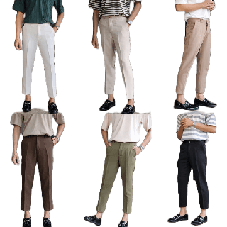 กางเกงสแล็ค ขาเต่อ ทรง5ส่วน กางเกงขายาวทรงเกาหลี classy trousers [ใส่โค้ด BAR60NOV ลดเพิ่ม 60.-]