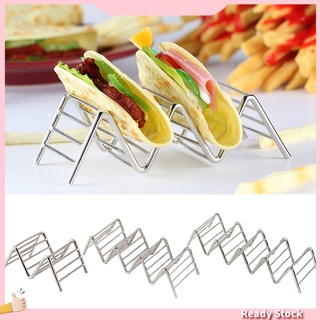 (Malukusk) Hard Wave Stainless Steel Mexican Food Rack Stand Shell Taco Holder Display