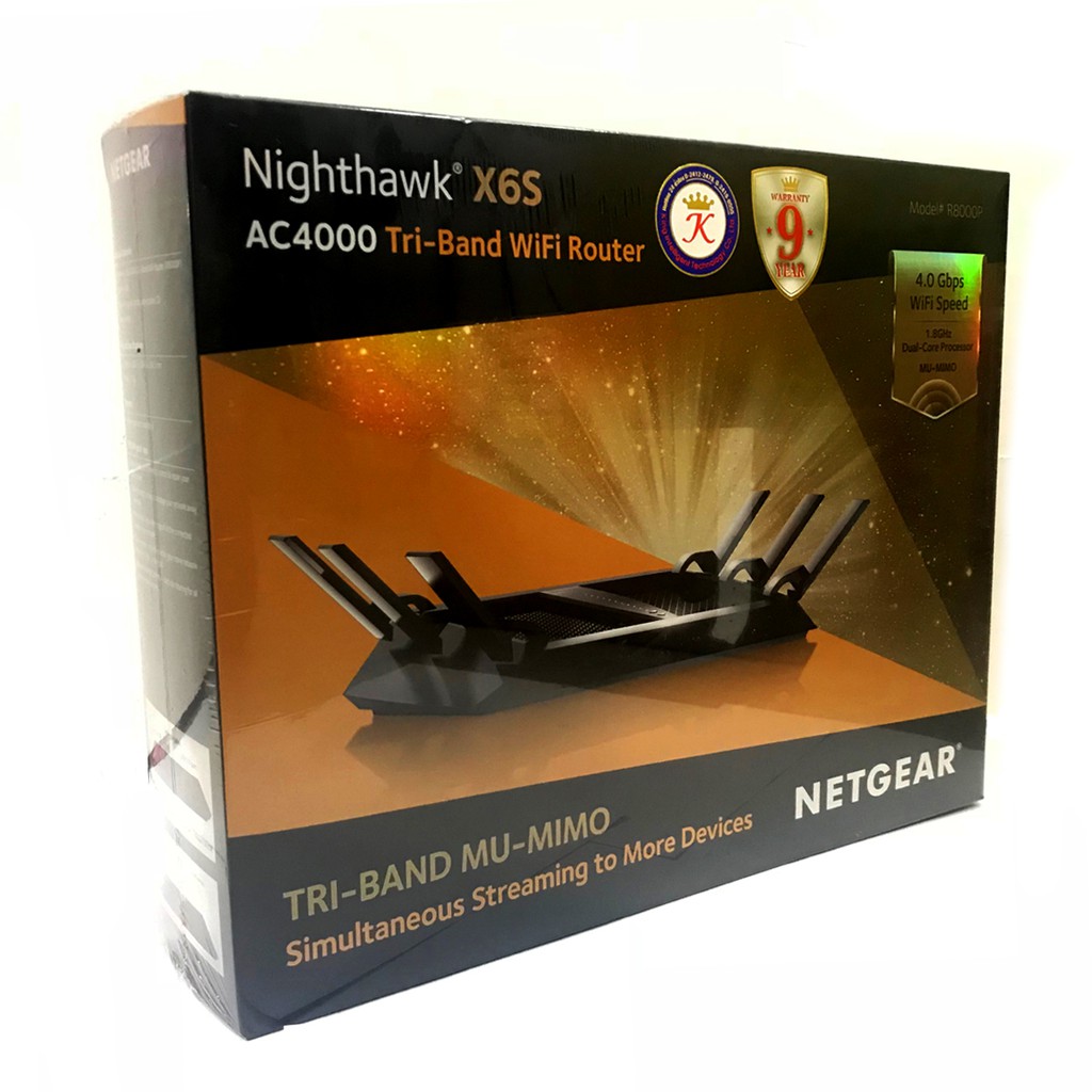 NETGEAR R8000P ส่งKERRY ประกัน9ปีโดยK.I.T. AC4000 Wireless Nighthawk X6S Tri-Band MU-MIMO WiFi Route