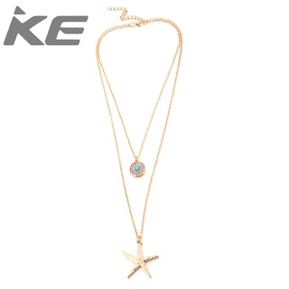 Jewelry Geometric Diamond Round Turquoise Starfish Hanging Layered Necklace for girls for wome