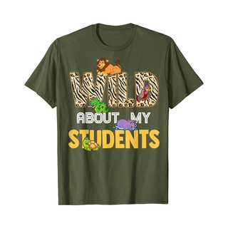 T-shirt  เสื้อยืด พิมพ์ลายสัตว์ Great Teacher Wild About My Students Safari สําหรับนักเรียนS-5XL