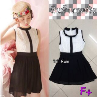 มินิเดรส black&amp;white  ส่งฟรี