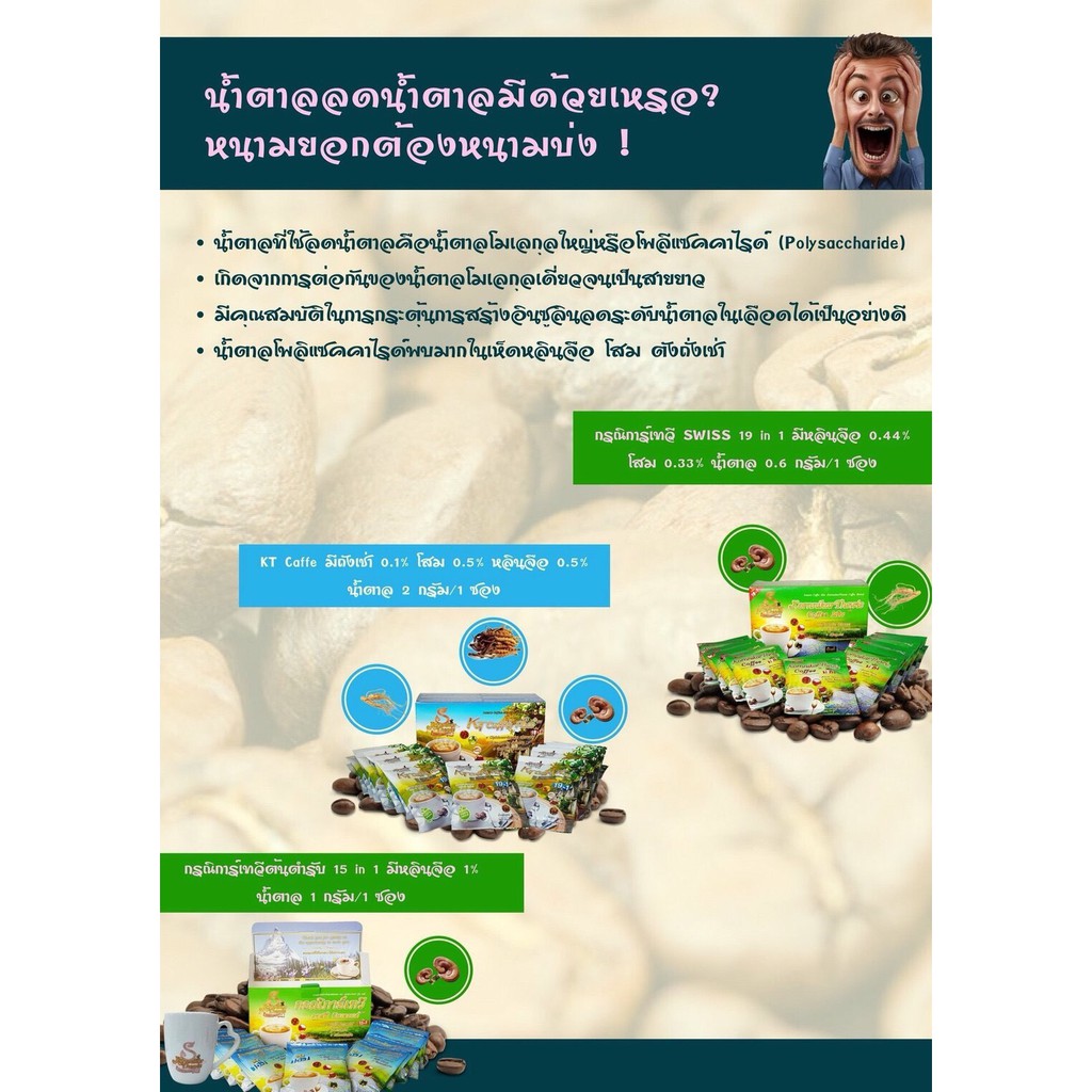 กาแฟสมุนไพรเพื่อสุขภาพกรณิการ์เทวี สูตร Coffee mix swiss 19 in 1 หอมกลมกลล่อมหวานน้อย 15 ซอง/1 กล่อง ราคา ถูกที่สุด ดีลบีเคเค แกลเลอรีภาพที่ 5