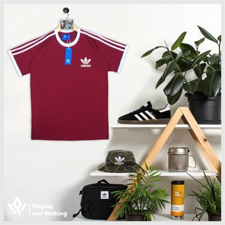 Adidas เสื้อยืด ลาย California สไตล์เรโทร สีน้ําตาลแดง