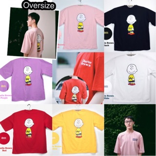 destinytshirt เสื้อยืดoversize ผ้าค้อตต้อนแท้ 🧡 สกรีนหน้า-หลัง Charlie brown พร้อมส่ง