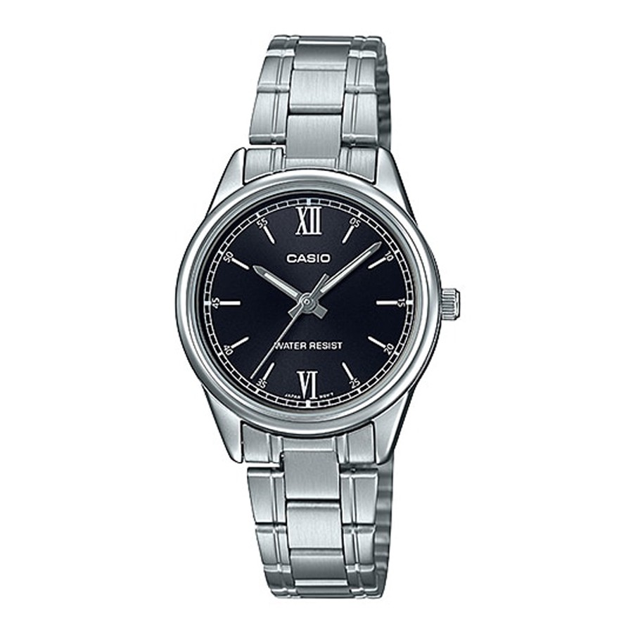 Casio Standard นาฬิกาข้อมือผู้หญิง สายสเตนเลส รุ่น LTP-V005D,LTP-V005D-1B2,LTP-V005D-1B2UDF - สีดำ