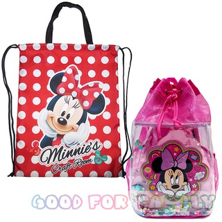 กระเป๋าเชือกรูด Minnie Mouse สีแดง มินนี่เม้าส์ กระเป๋าใส่ชุดว่ายน้ำ