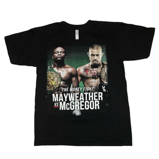 ผ้าฝ้ายแท้ คอลูกเรือเสื้อยืด พิมพ์ลาย Mayweather Vs Mcgregor สีดํา สําหรับผู้ชายS,4XL