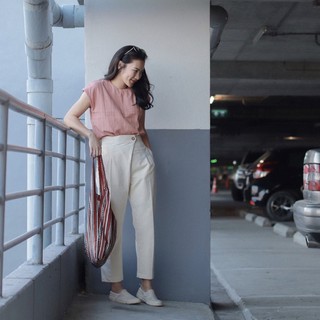 Everyday Trousers กางเกงเนื้อฝ้ายสีล้วน (#ขาว)