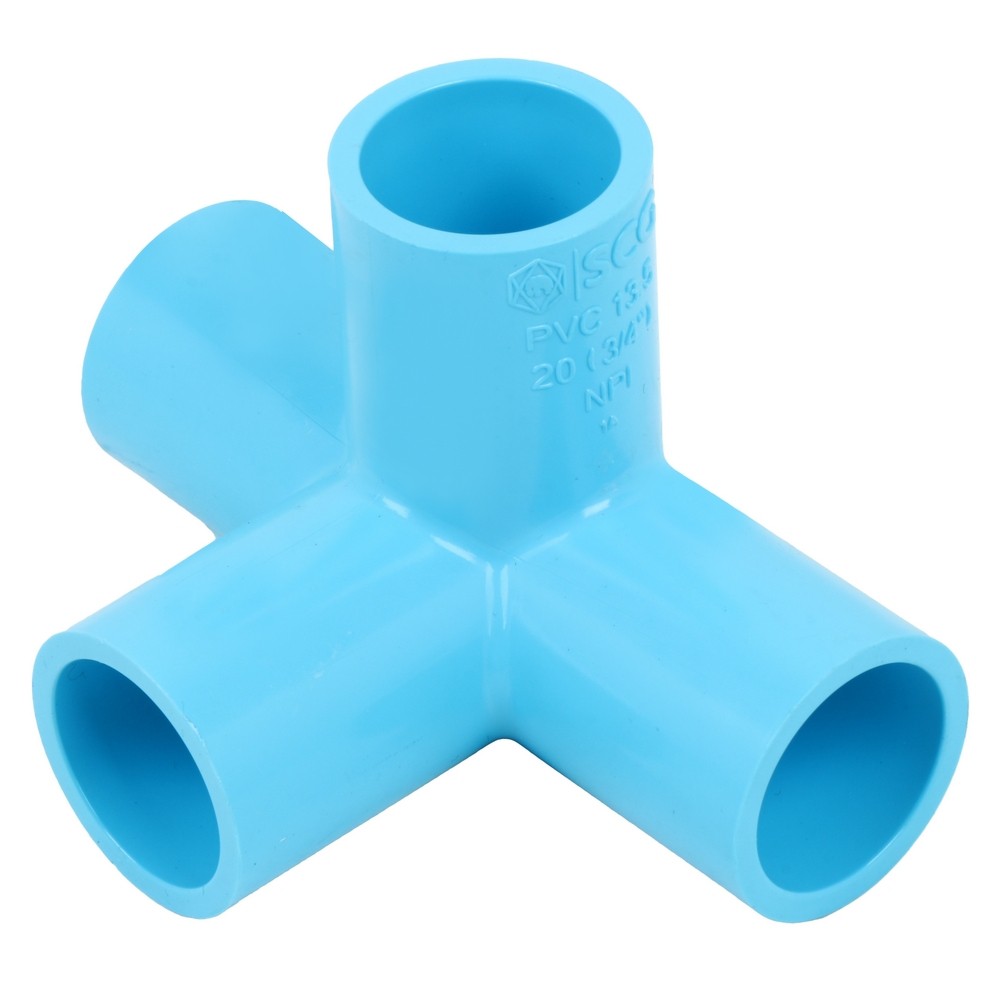 ท่อประปา ข้อต่อ ท่อน้ำ ท่อPVC ข้อต่อสี่ทางตั้งฉาก PVC SCG 3/4นิ้ว สีฟ้า 4-WAY PVC SOCKET SCG 3/4" BLUE