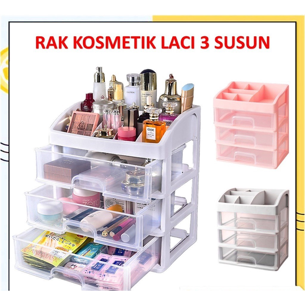 Atb ชั้นวางเครื่องสําอางลิ้นชัก 3 ชั้น Organizer ลิ้นชักมัลติฟังก์ชั่นซ้อนเครื่องเทศในครัว Make up R