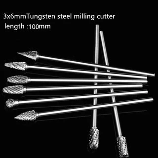 1 ชิ ้ น 3 มิลลิเมตรยาวทังสเตนคาร ์ ไบด ์ Burr 6x3x100 มิลลิเมตร Mata Porting เครื ่ องมือ #ReadyStock