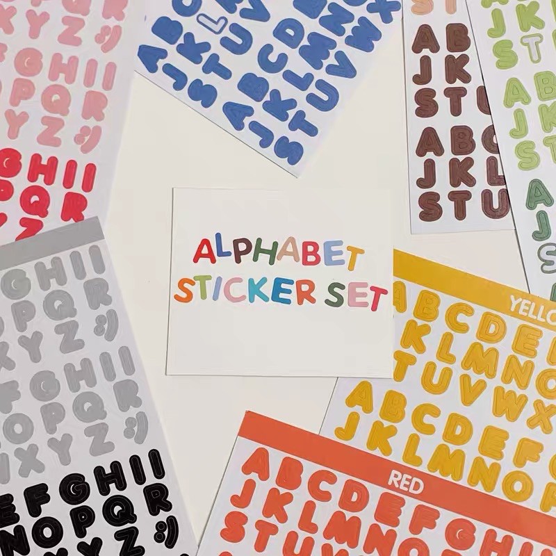 (2แผ่น) สติ๊กเกอร์ตัวอักษร+ตัวเลข น้องตัวอ้วงหน่อยๆ alphabet น่ารักมากๆค้าบ
