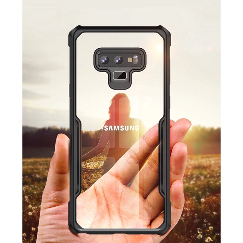 (( พร้อมส่ง)) เคสXUNDDแท้💯% Samsung  Galaxy NOTE9 /Note8เคสแบบกันกระแทกหลังใส ขอบข้างนิ่มสีดำ