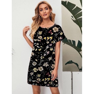 Cotton Dress ลายน่ารัก สีดำ ป้ายคอลใหม่ สภาพ 60% • อก 36-38 ยาว 32 ป้าย EUR 34