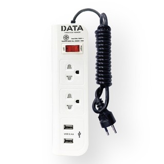 รางปลั๊กไฟ มอก. 2ช่อง+2USB 3 เมตร. DATA WL128I-3m-2USBTIS power strip 2 outlets + 2USB 3 meters. DATA WL128I-3m-2USB