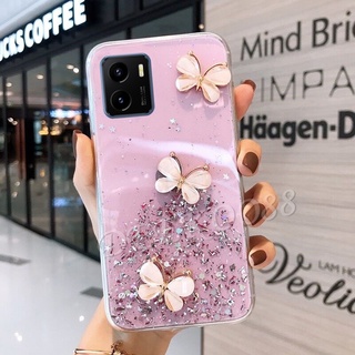 เคสโทรศัพท์ วีโว่ VIVO Y01 Y75 Y33T Y33S Y21T Y21S Y21 Y21A Y76 Y73 Y15A Y15S V23 V23e 4G 5G Phone Case Crystal Butterfly Decorated Smartphone Casing Glitter Gel Shiny Sequins Clear Soft Back Cover เคส VIVOY01 VIVOY33T