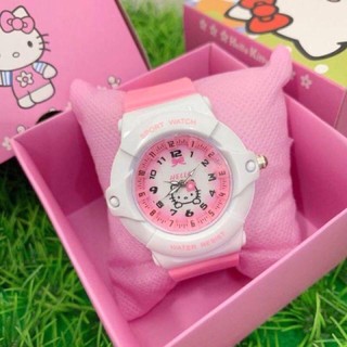 นาฬิกาคิตตี้น่ารัก Kitty watch สีชมพูอ่อนหัวสีขาว