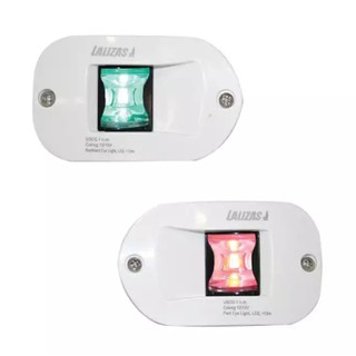 ไฟเรือ LED เขียวแดง 12V. Lalizas LED Port &amp; Starboard light side recessed mount with White housing