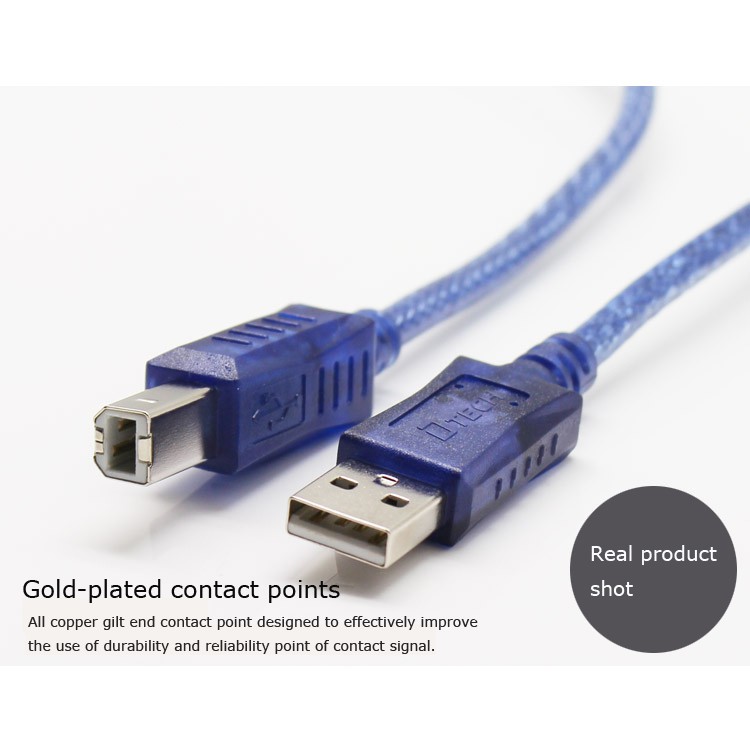 Dtech รุ่น CU093 USB Printer สายปริ้นเตอร์ สแกนเนอร์USB 2.0 ความเร็วสูง Type B  ยาว 1.8M ใช้ได้กับCanon, Epson, Broth