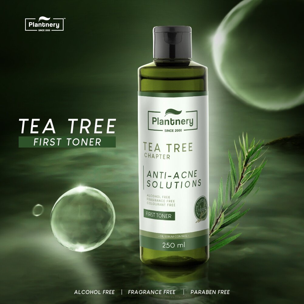 Plantnery Tea Tree First Toner 250 Ml โทนเนอร์ ที ทรี สูตรช่วยลดสิว และควบคุมความมัน รู้สึกรูขุม 9488