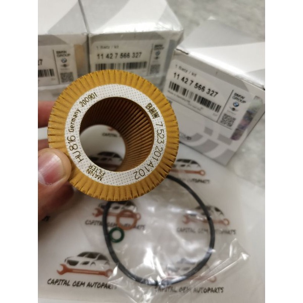 กรองน้ํามันเครื่อง BMW E60,E90 (11427566327)(HU816)(OX387D)(E61H D127)