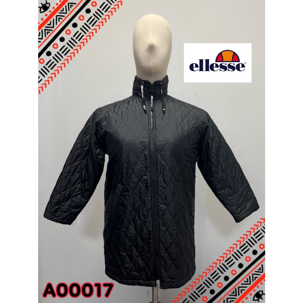 A00017 เสื้อโค้ทกันหนาวเด็กสีดำทรงเรียบๆ แขน4ส่วน แบรนด์ Ellesse