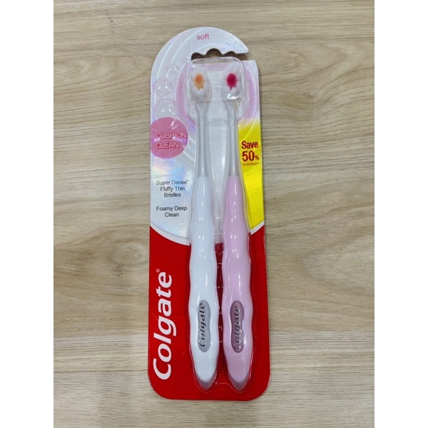 รุ่นนี้ ไว้ใจได้ แพ็คคู่ 2 ด้าม Colgate Cushion Clean Toothbrush แปรงสีฟัน คอลเกต คุชชั่นคลีน (คละสี) ราคาถูก