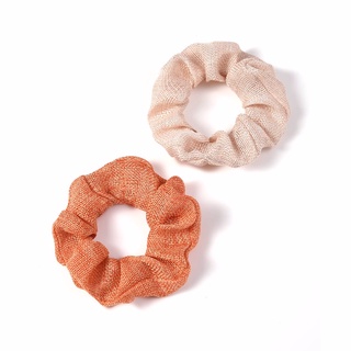 Simple Pleated Scrunchie Hair Tie ยางมัดผมสีพีชสดใส